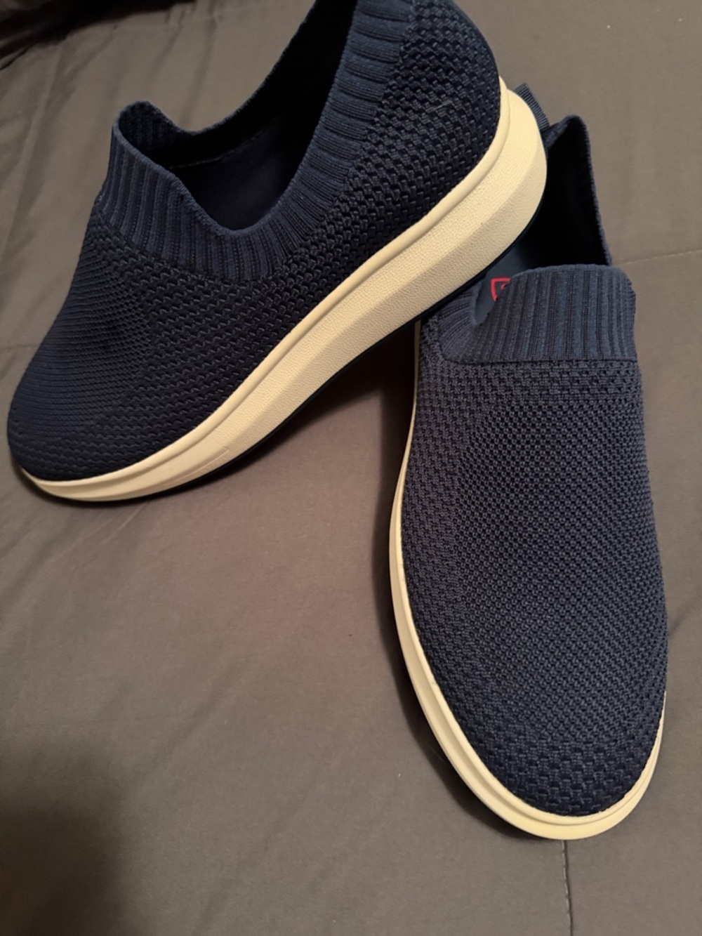 Ladies Slip-On Knit Sneakers - Navy
